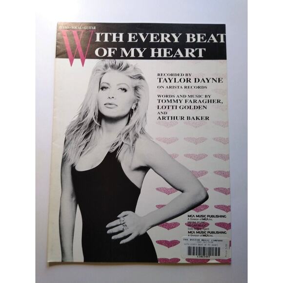 With Every Beat Of My Heart Taylor Dayne Sheet Music 1989 Pop Rock Music Song - Picture 1 of 3